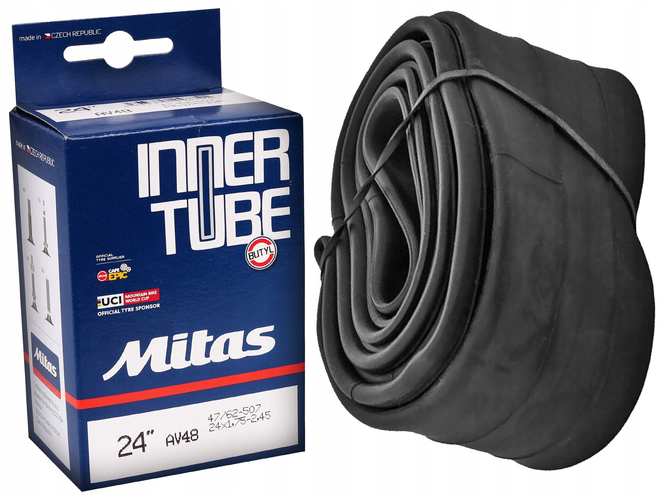 

Dętka Mitas 24x1,75-2,45 (47/62-507) Av 48mm