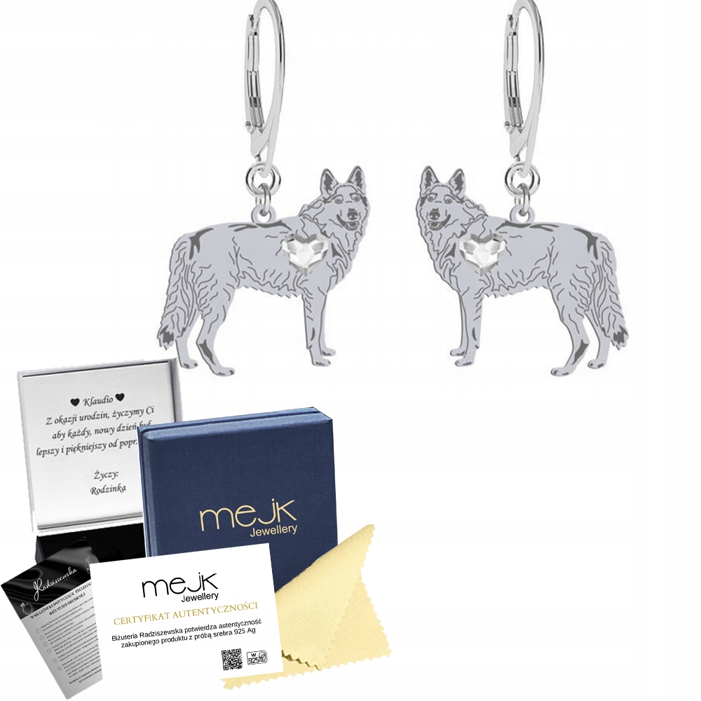 Stříbrné Náušnice s československým vlčákem 925 Šperky Dárek Gravírování