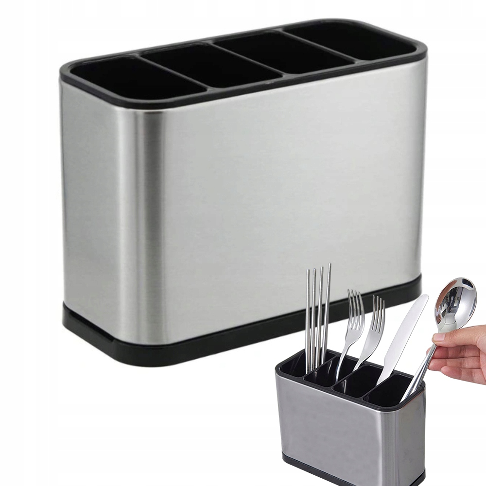 Levně Sušička Odkapávač Na Nádobí A Příbory Nádoba Organizér Stříbrný