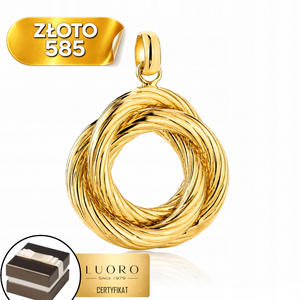 Zlatý Přívěsek 585 14K Pletené Kolečko 2,7 CM Elegantní Dárek