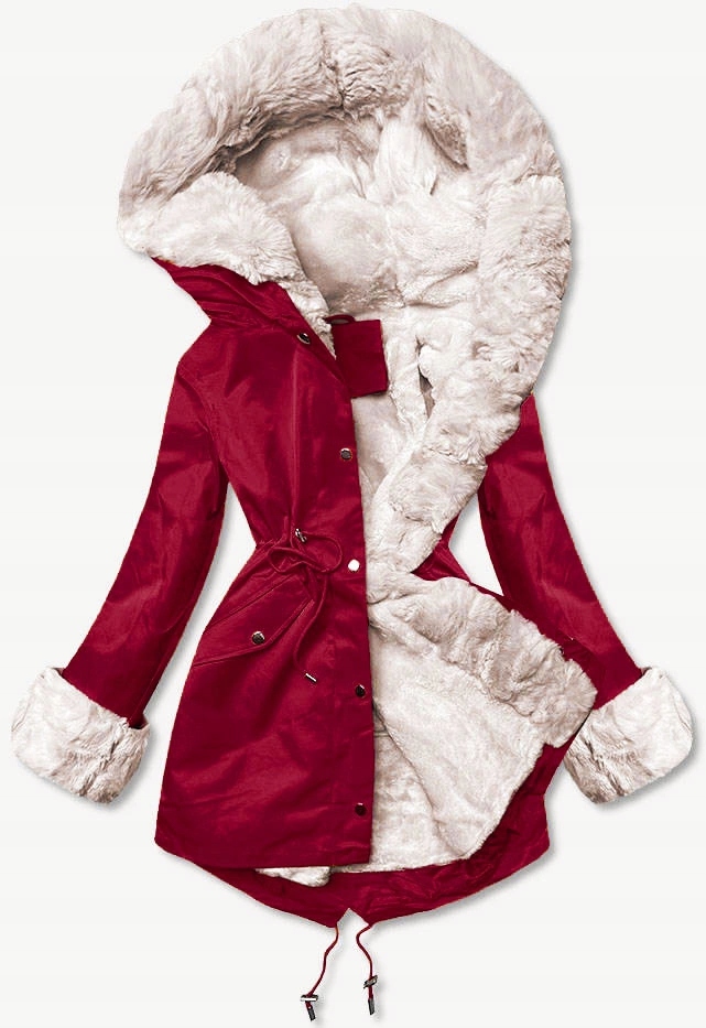 Zimní Bunda S Kožešinou 5M3187 Červená XL (42)