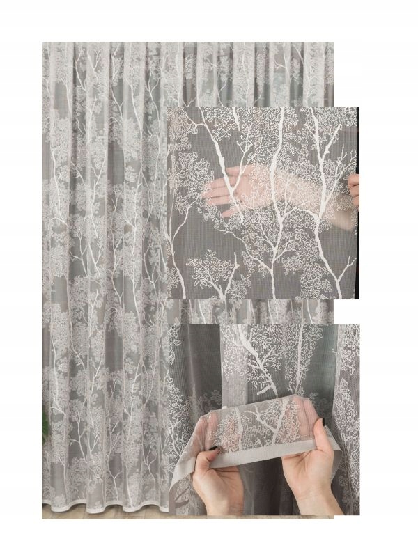 Záclona šedá záclona Elegantní ozdobná s páskou na žabky Tunel sz360x180