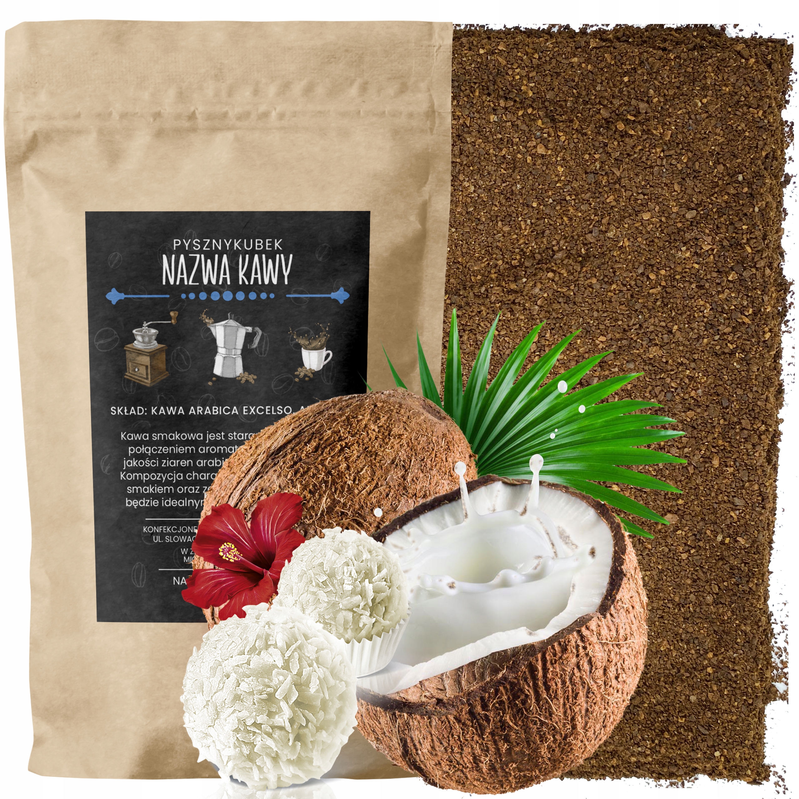 Kawa Mielona smakowa Rafaello 1000g 1kg arabica