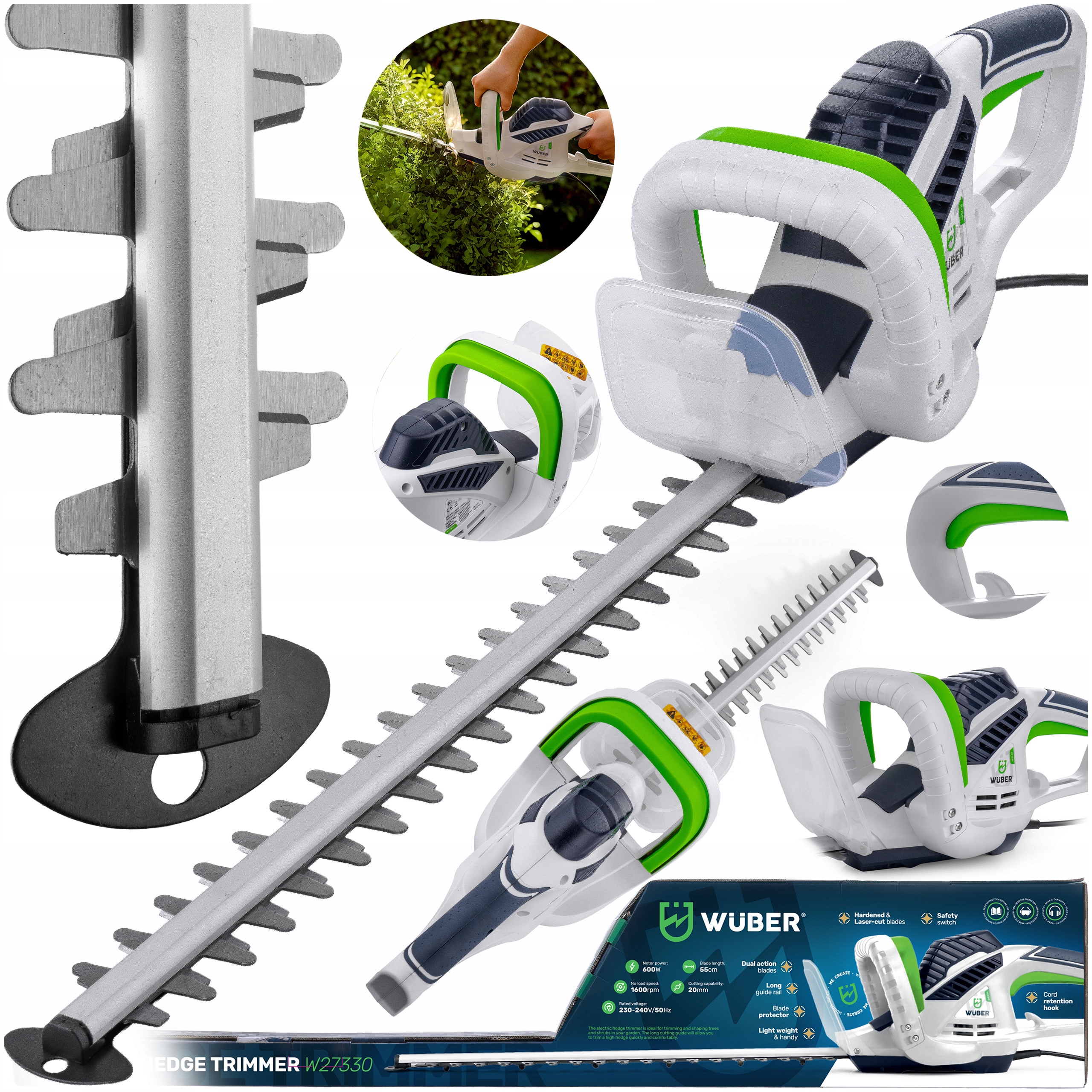 Nożyce Elektryczne Do Żywopłotu Cięcia Krzewów Przycinania Gałęzi 55CM