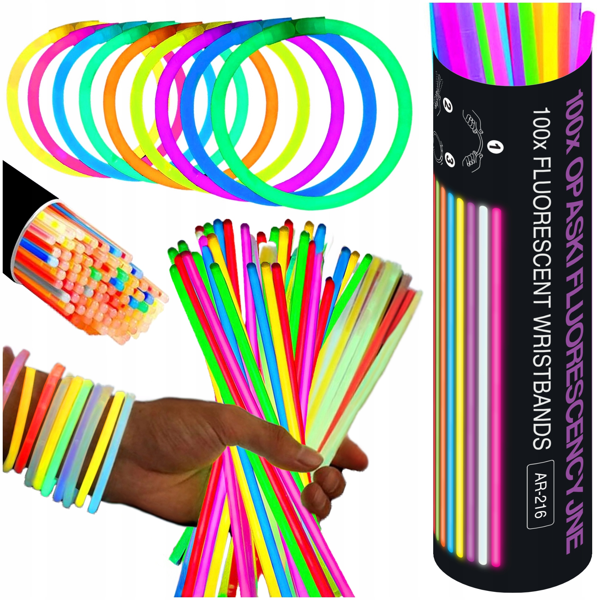 100x браслеты флуоресцентные палочки браслеты светится в темноте цвет