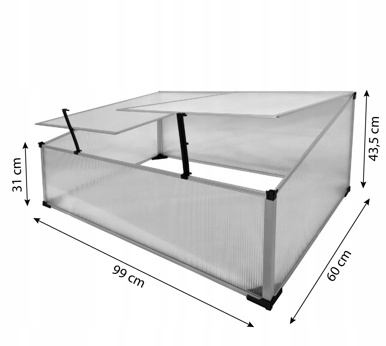 Przenośny Rozsadnik Poliwęglanowy 99x60x43,5 cm Mini Szklarnia na Balkon Kod producenta Z001066