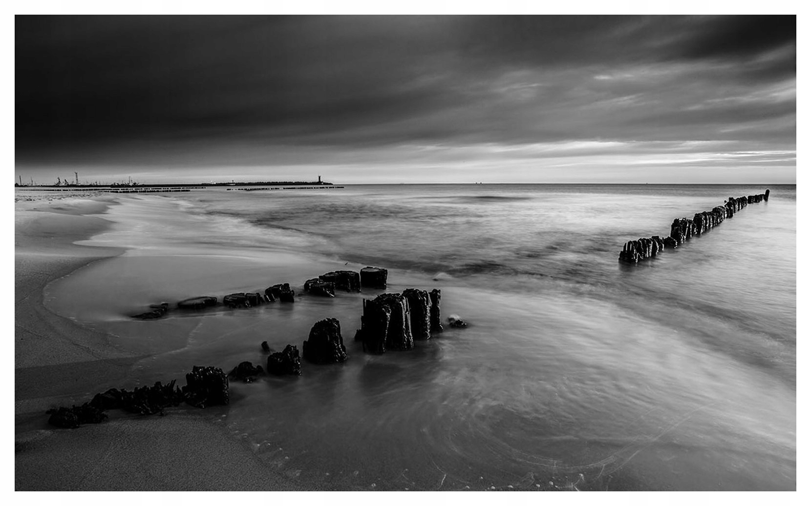 Vliesová fototapeta More vlnolamy západ slnka obloha 368x254 lepidlo