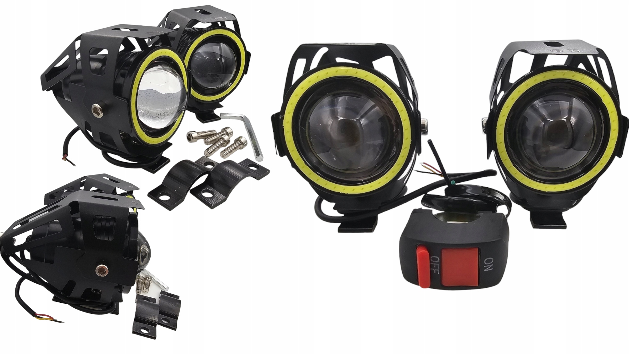 2x Halogeny Led Motocyklové Quad Ring Led Lampy Světlomety Stroboskop