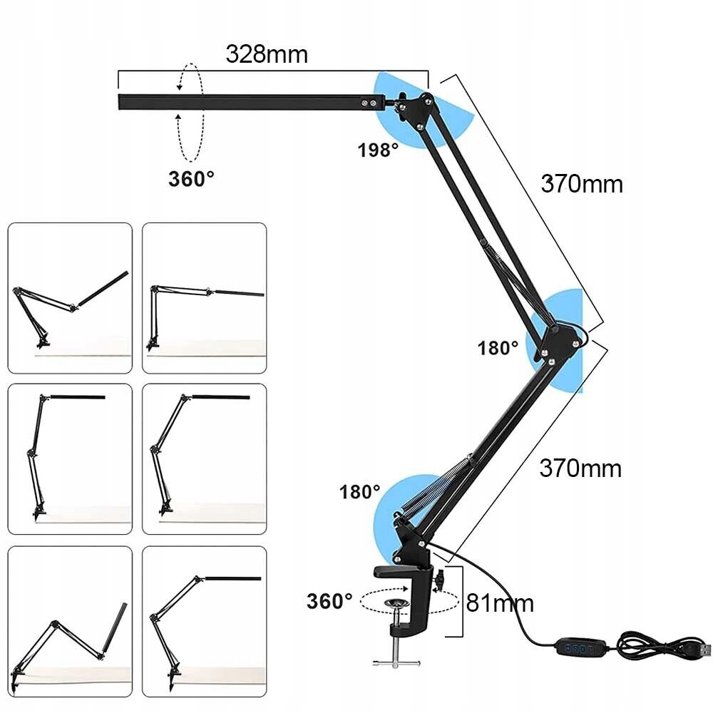 LAMPA BIURKOWA Z 80 DIODAMI LED LAMPA ZACISKOWA LAMPKA BIURKOWA 3 TRYBY Marka bez marki