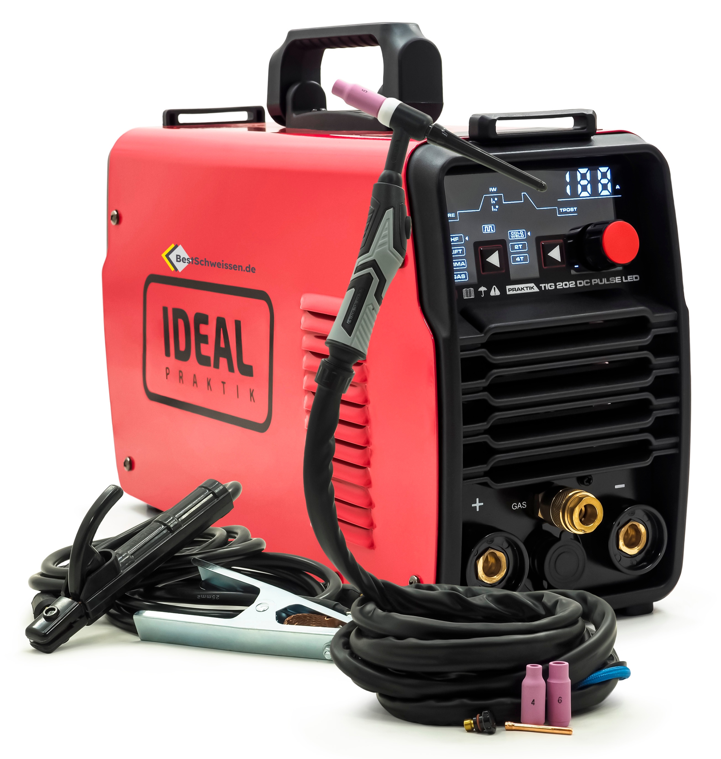 Svařovací Stroj Tig Ideal Praktik Tig 202 DC Pulse Led 230V 200A Mma Držák Tig