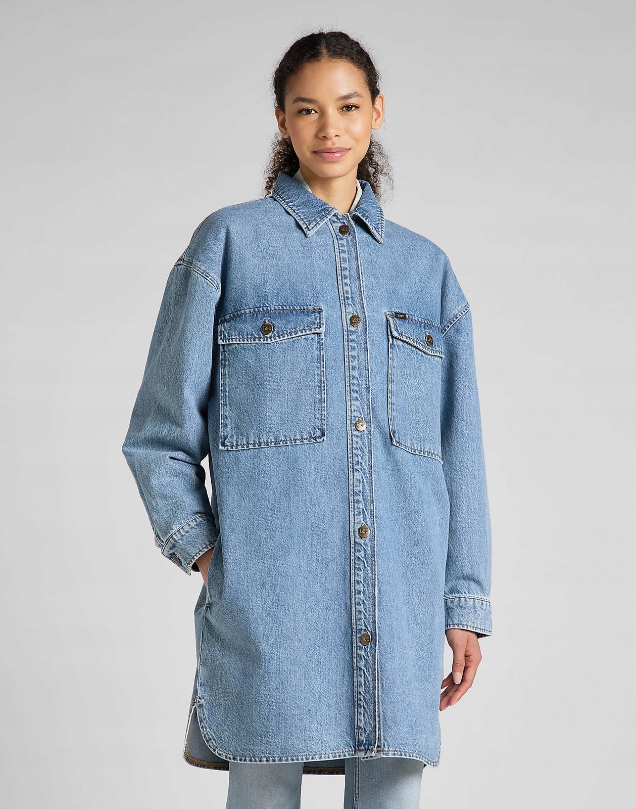 Dámská džínová košile Lee Elongated Overshirt Marine Blue L50WAZMW Xs