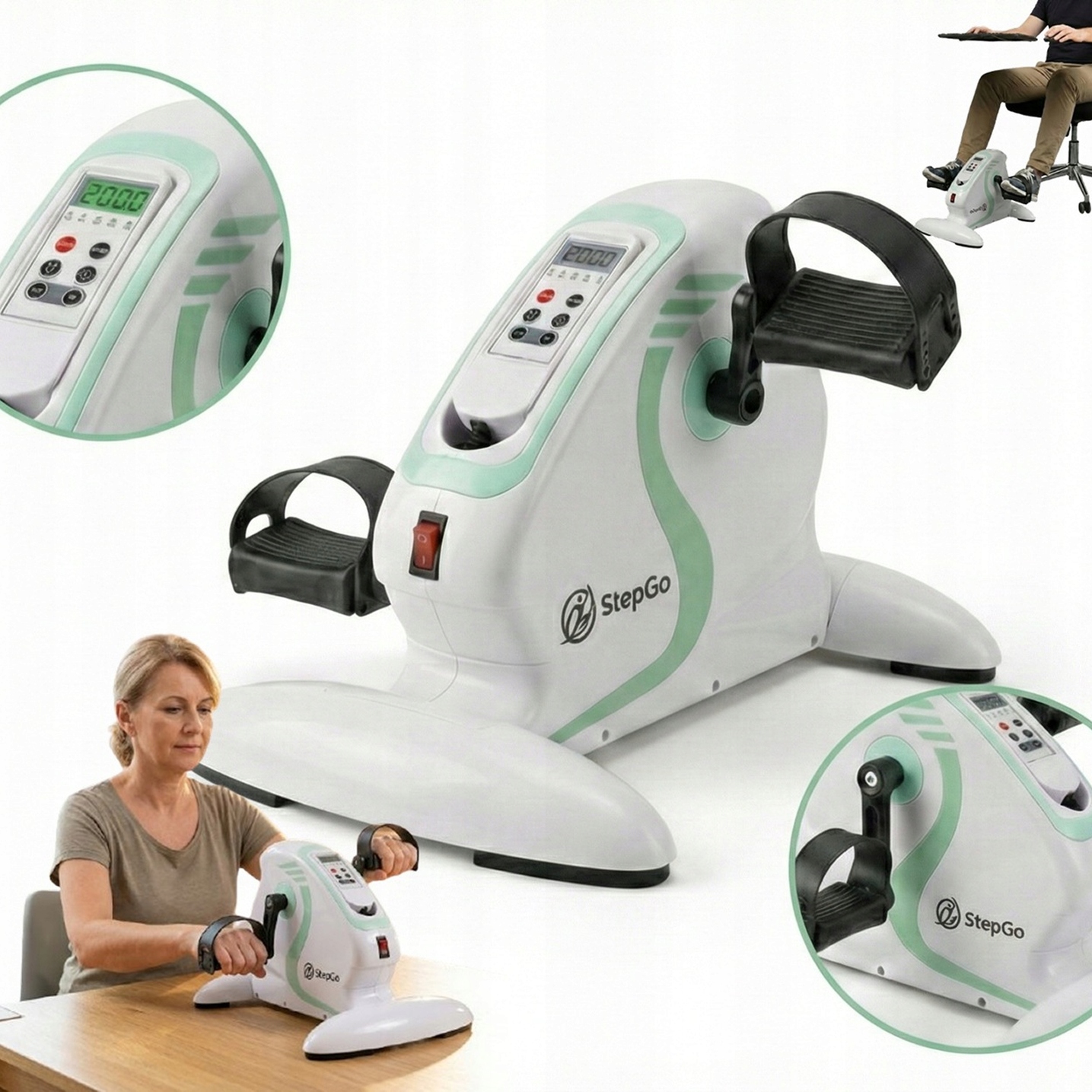 Rotor Rehabilitacyjny Elektryczny Rowerek do Ćwiczeń Rąk i Nóg Licznik 2w1