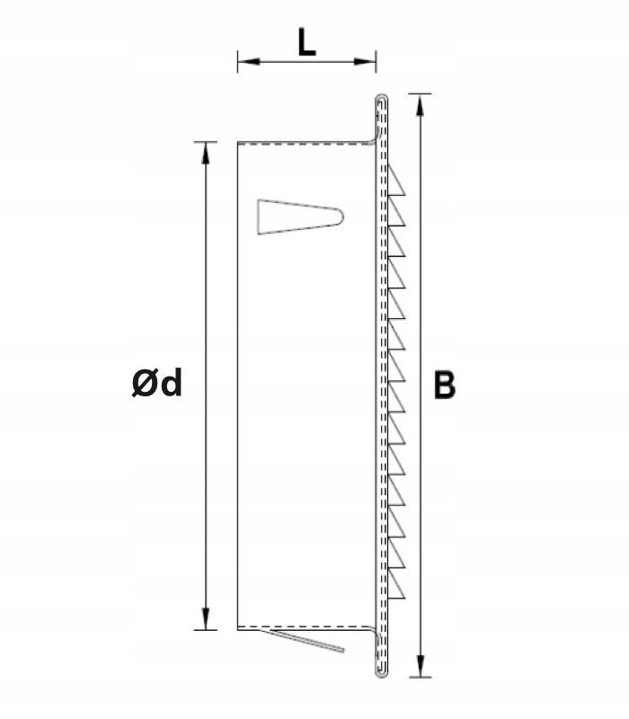 CZERPNIA WYRZUTNIA KRATKA OKRĄGŁA Z SIATKĄ ELB 250 ALUMINIUM SZCZOTKOWANE Kształt okrągły