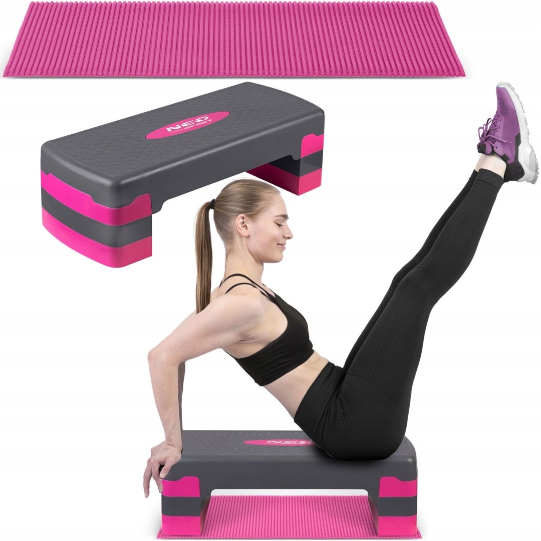 Step pro cvičení 3 stupňů NS-400 růžový Neo-Sport