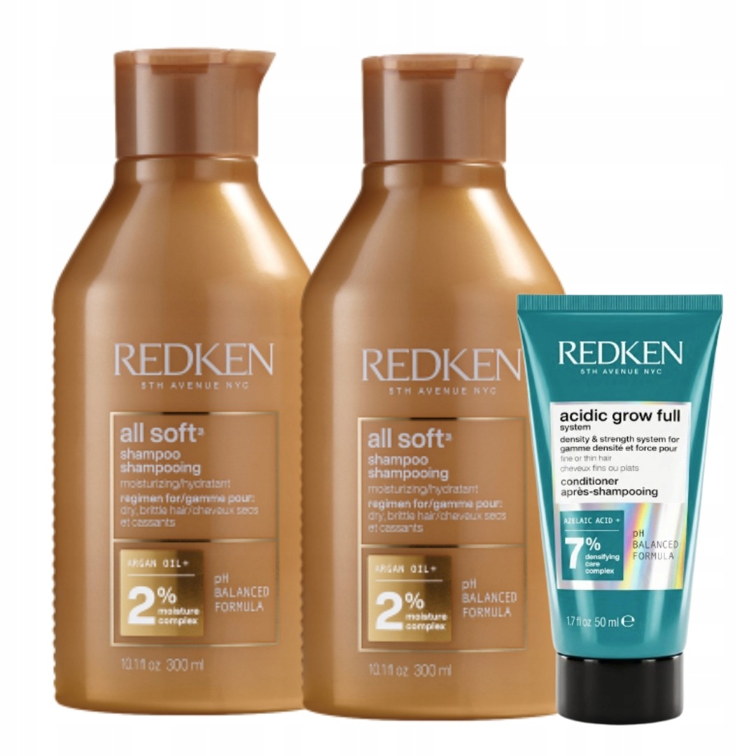 Redken All Soft Nawilżający Zestaw do Włosów Szampon 300ml i Odżywka 300ml