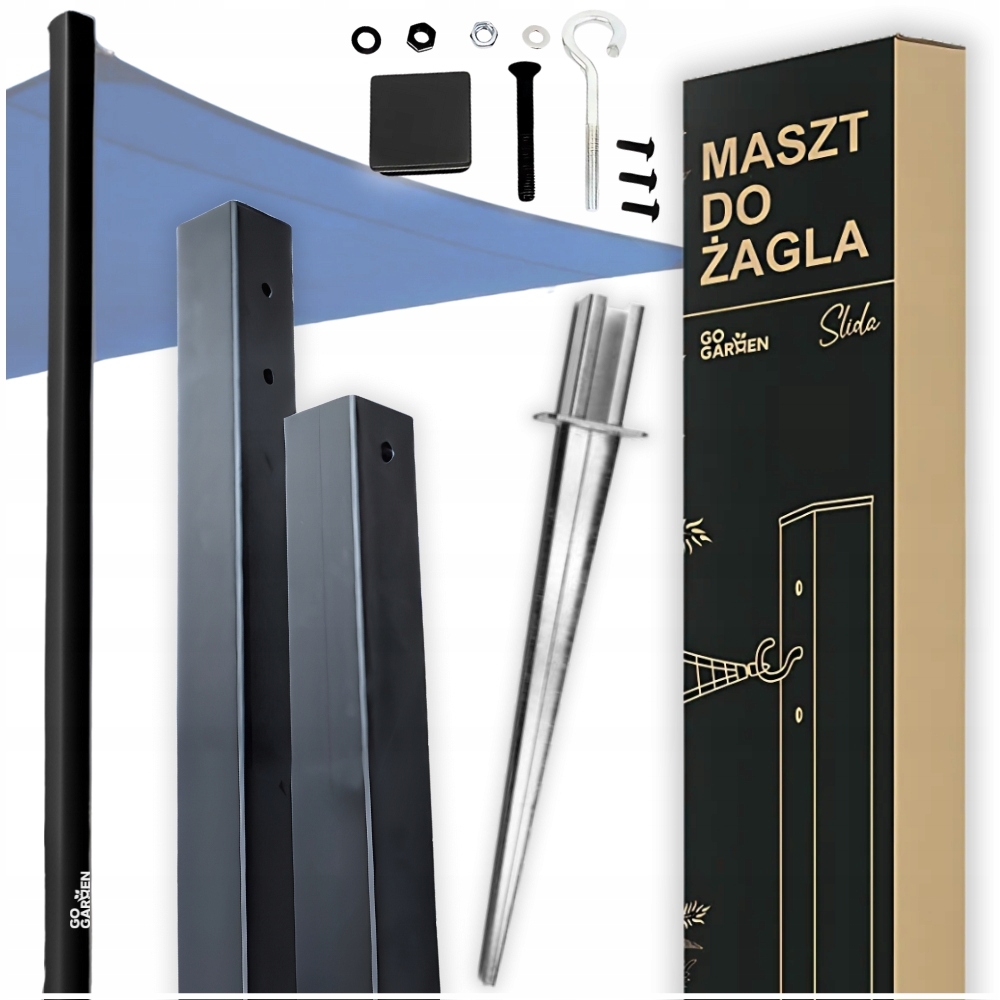 Stožárový sloupek pro zahradní plachtu s regulací výšky 240 cm grafit kotvící kolík sada