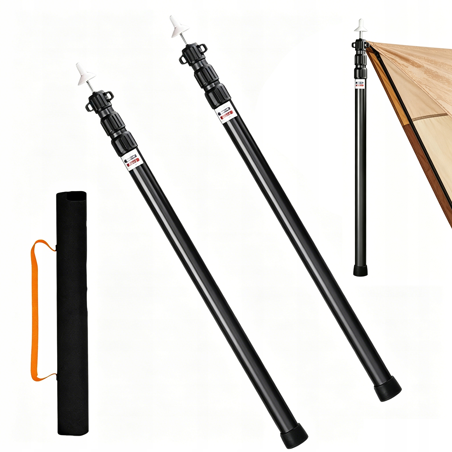 2PCS Teleskopowy Tyczek Do Namiotu Słupki Namiotowe 95-230CM Regulowany