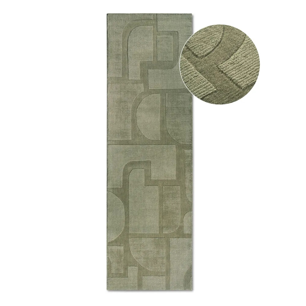Behúň do chodby 80x250 cm, zelený, moderný 3D vzor