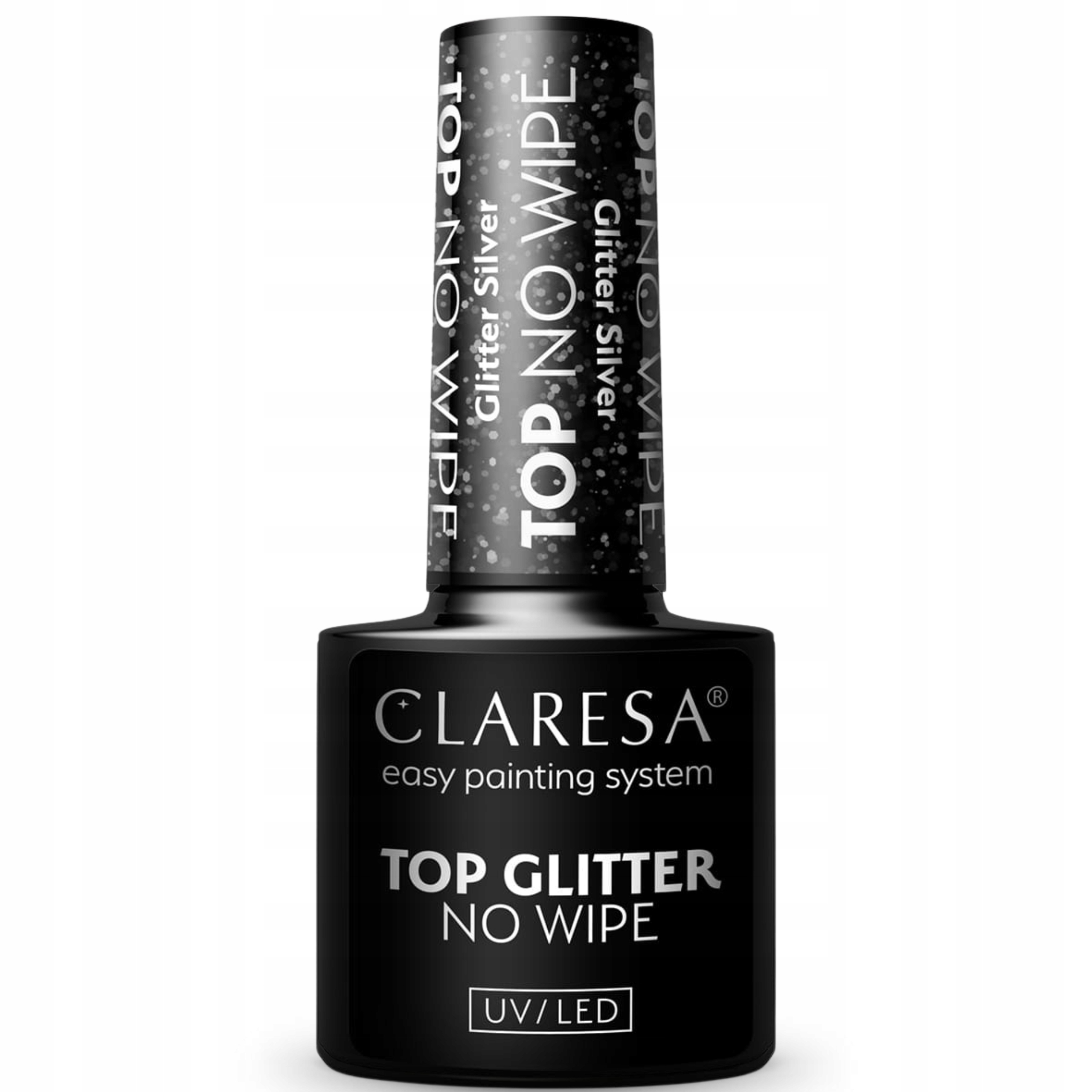 CLARESA TOP NO WIPE GLITTER SILVER Z DROBINKAMI