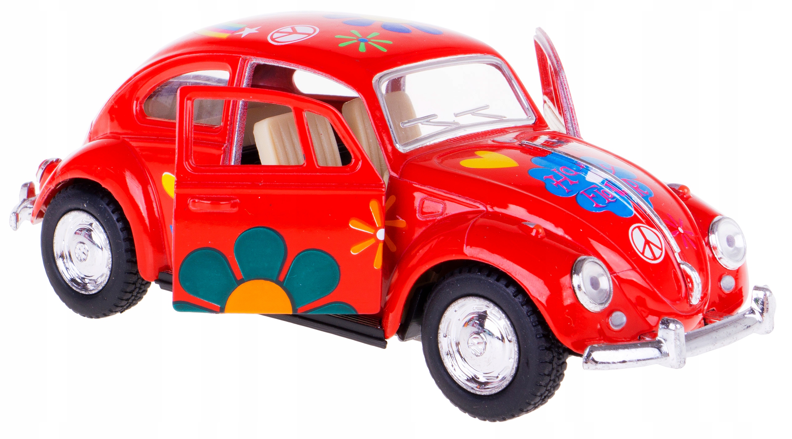 

Vw Beetle Garbus Kwiaty Model Kinsmart 1:32 Czerw