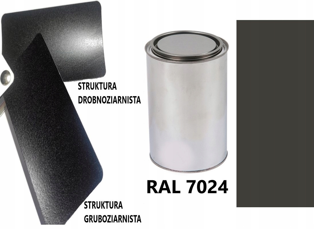 STRUKTURA GRUBOZIARNISTA RAL 7024 MAT 05-08 % DO PLASTIKU METALU AKRYL 1L