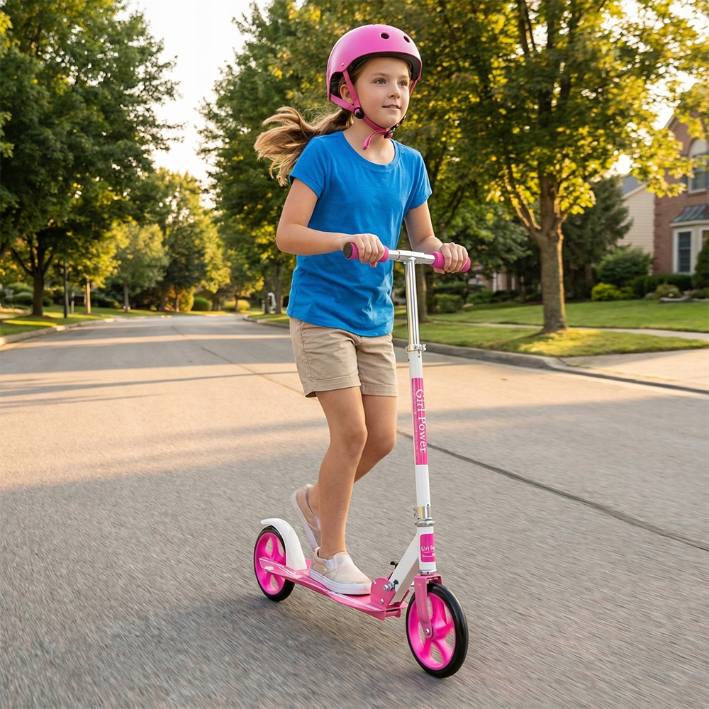 Hulajnoga Dziecięca Różowa Regulowana Z Hamulcem Stabilna