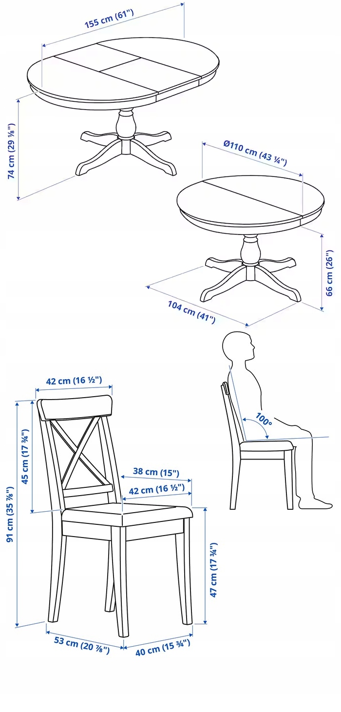 IKEA INGATORP INGOLF Stół i 4 krzesła Hallarp Kod producenta 39482696