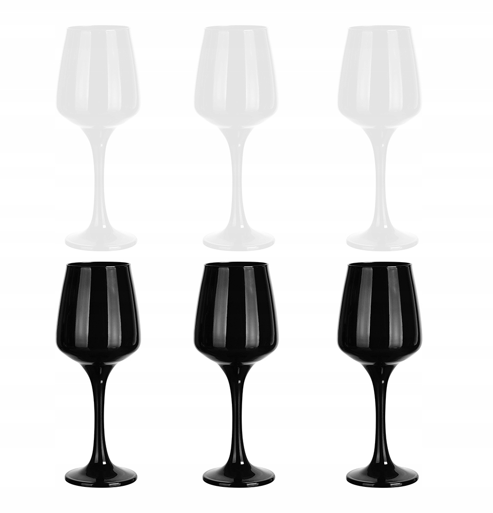 

6x Kieliszki Do Wina 360 ml, Czarne I Białe
