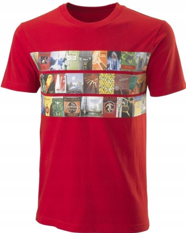 T-SHIRT MĘSKI CZERWONY WILSON PHOTO TENIS - ROZMIAR XXL