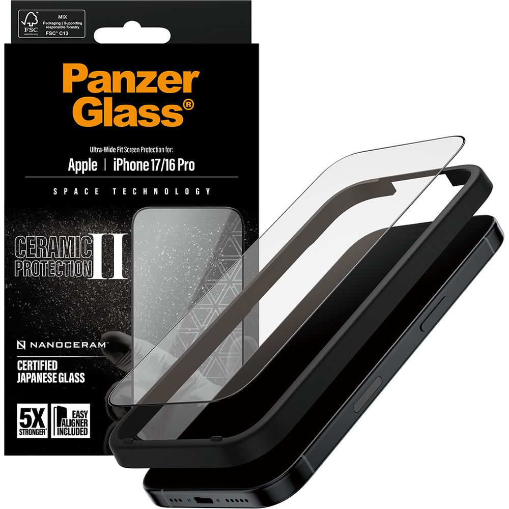 PanzerGlass Ceramic II Ultra-Wide Fit EasyAligner iPhone 17 16 Pro