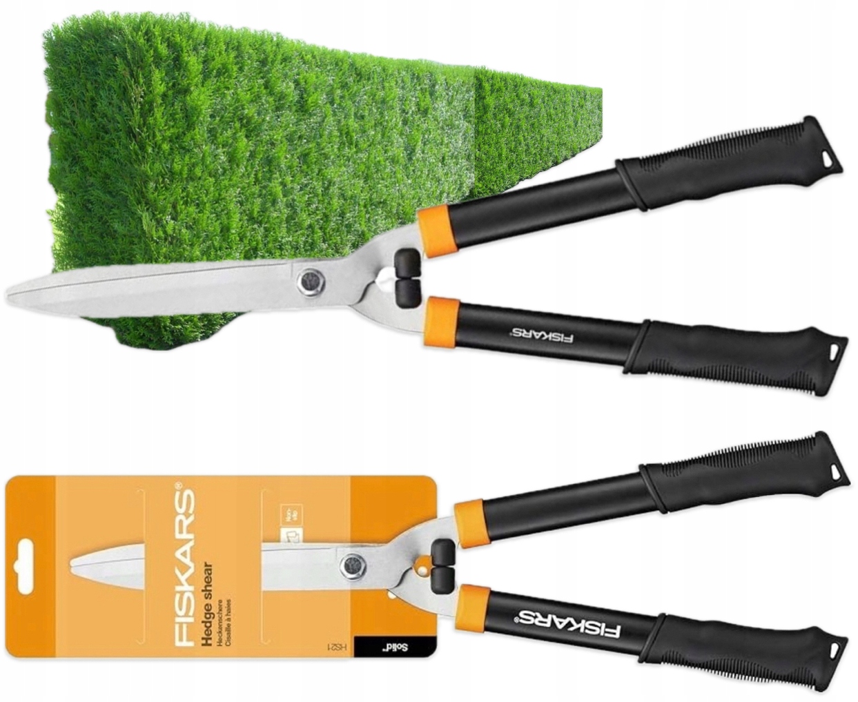 Nożyce Fiskars do Żywopłotu krzewów oldman sekator trawy Proste Ostrza 55cm