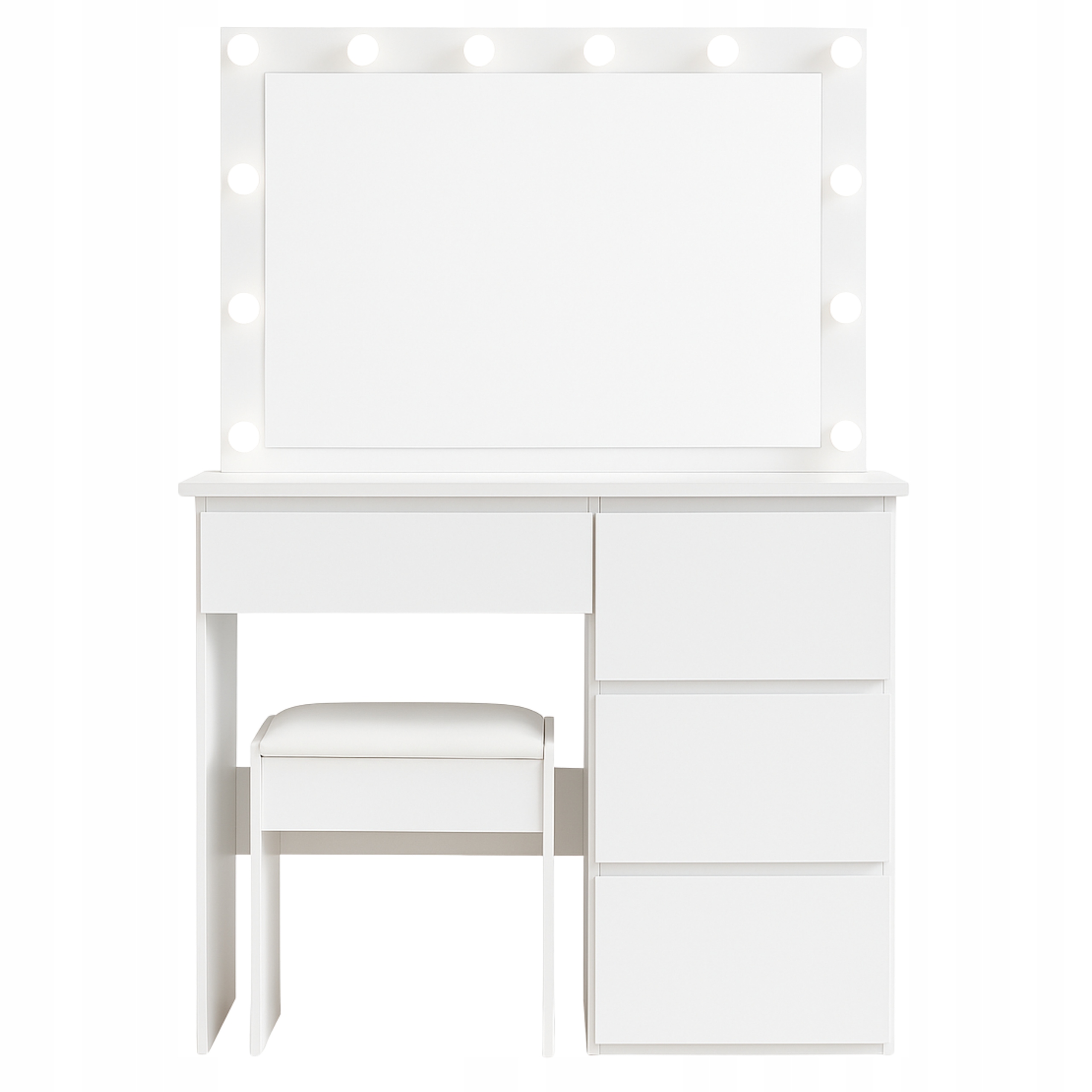 Туалетный столик 90 см белый с зеркалом и светодиодным освещением STORMY
