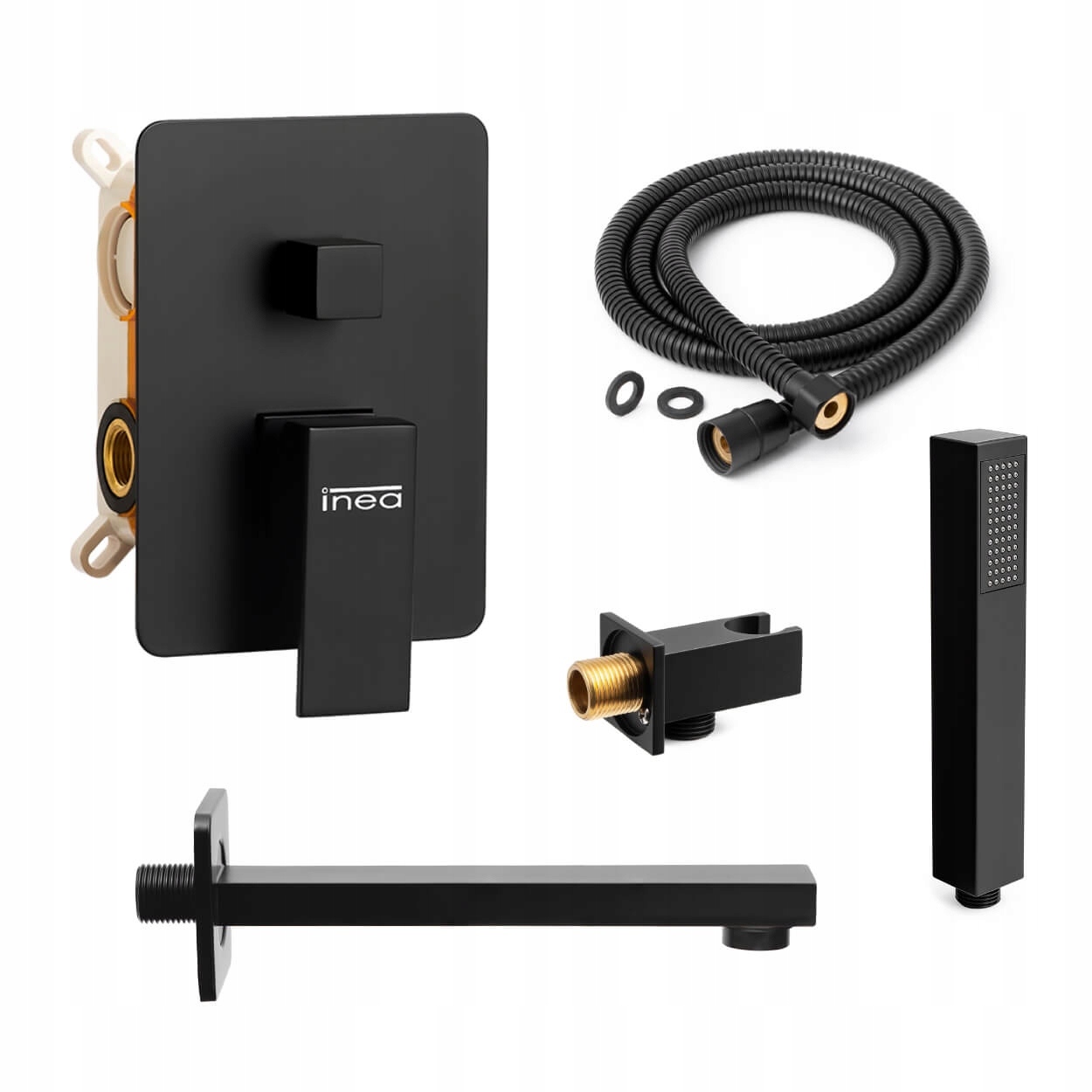 

Bateria wannowa podtynkowa czarna zestaw z wylewką