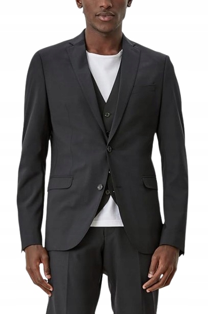 S.oliver Černé Sako Z Slim Vlny Střih 40 J2E