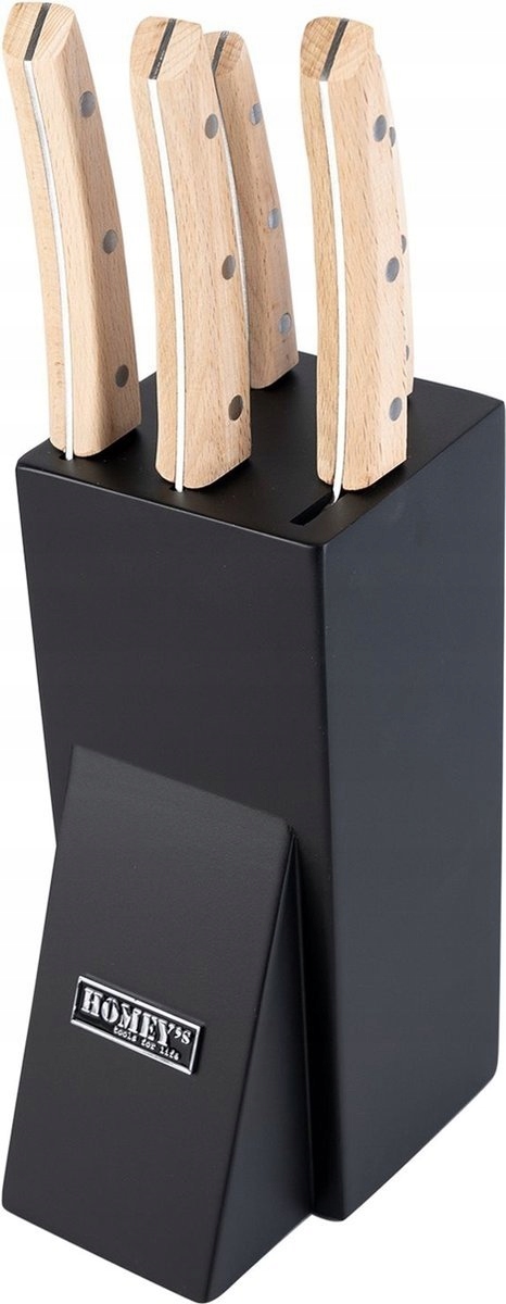 Sada štýlových kuchynských nožov v čiernom bloku Homey's Bokträ, 5 kusov