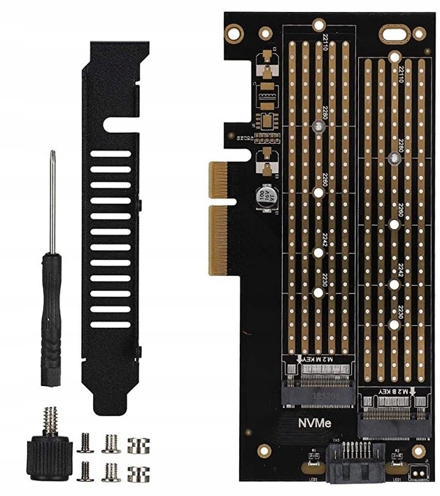 Adapter przejściówka PCIe x4 dla dysków SSD karta m.2 PCEM2-D NVMe + SATA
