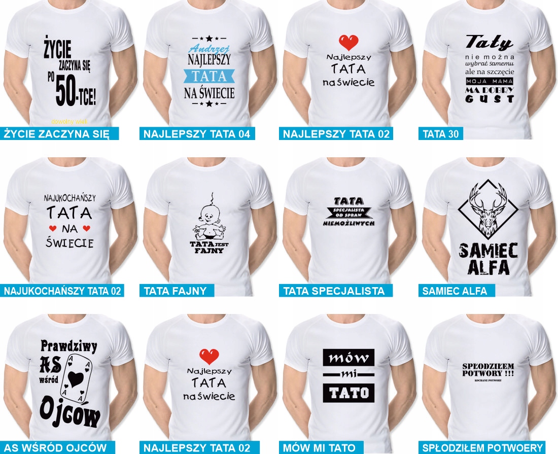 koszulka z kolorowym nadrukiem dla taty, tata, dzień ojca - XL Kolekcja dowolna