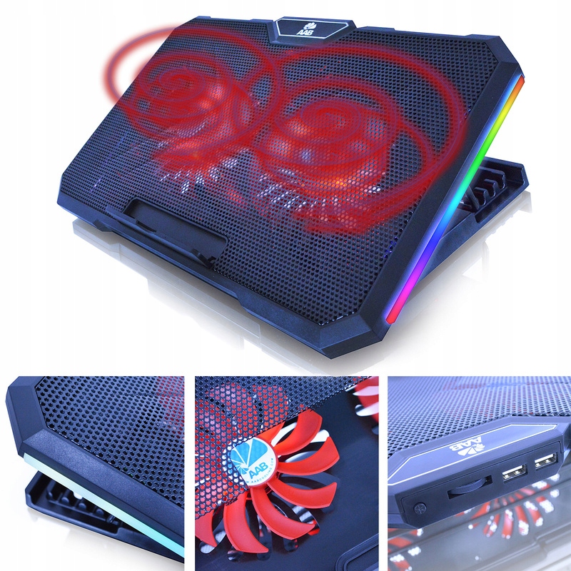 PODKŁADKA CHŁODZĄCA PODSTAWKA POD LAPTOPA 10-17'' CHLODZACA LAPTOP USB RGB Liczba wbudowanych wentylatorów 2 szt.