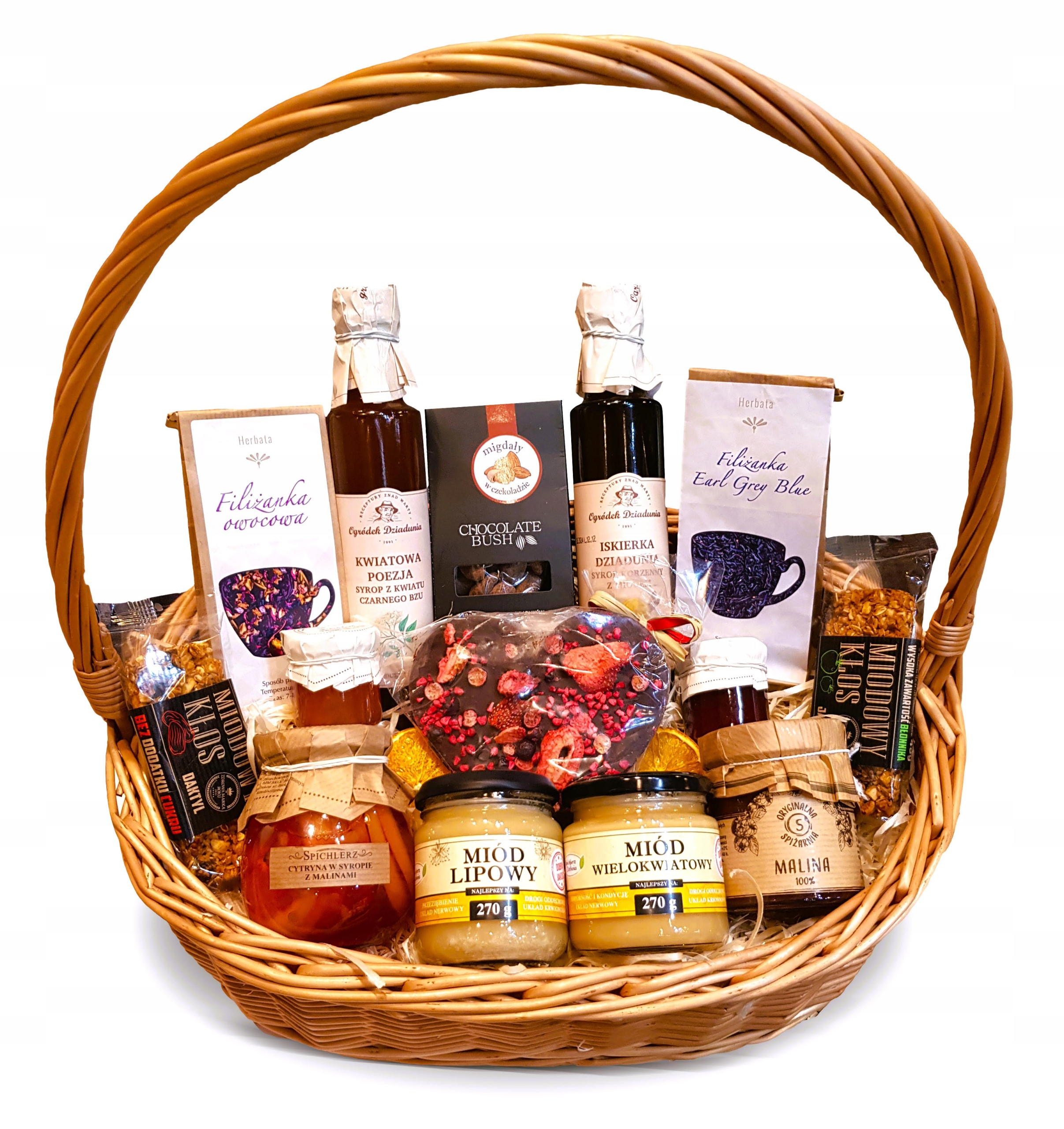 Levně Dárkový Koš Dárek Med Dobroty Čaj Citron Sirup Malina