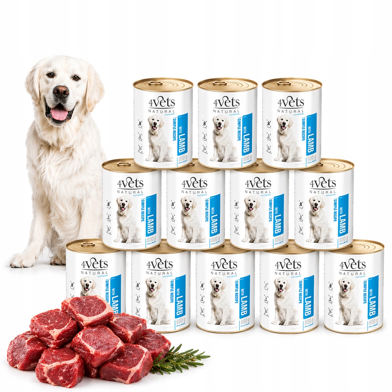 4Vets Natural Mokra karma dla psa Jagnięcina zestaw 12 x 800 g