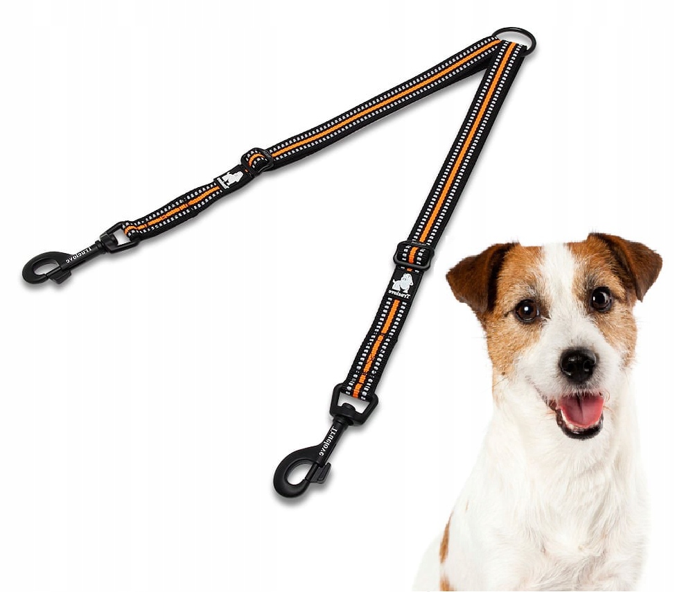 Levně Dvojháček Na Vodítko Pro Psa Reflexní Truelove S 50 CM Černo-oranžovým