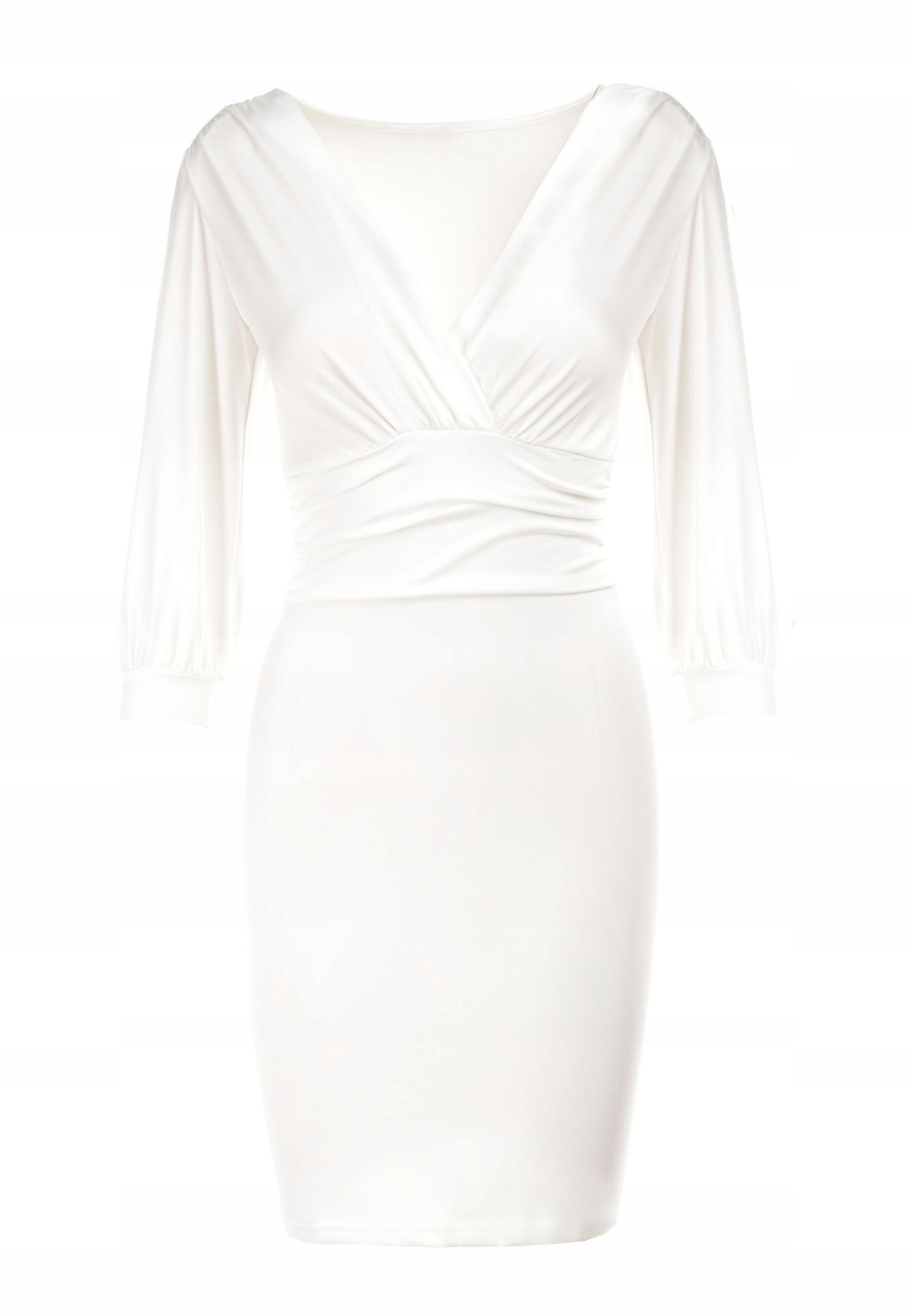 

Born2Be Biała ukienka damska S Taliowana Długi