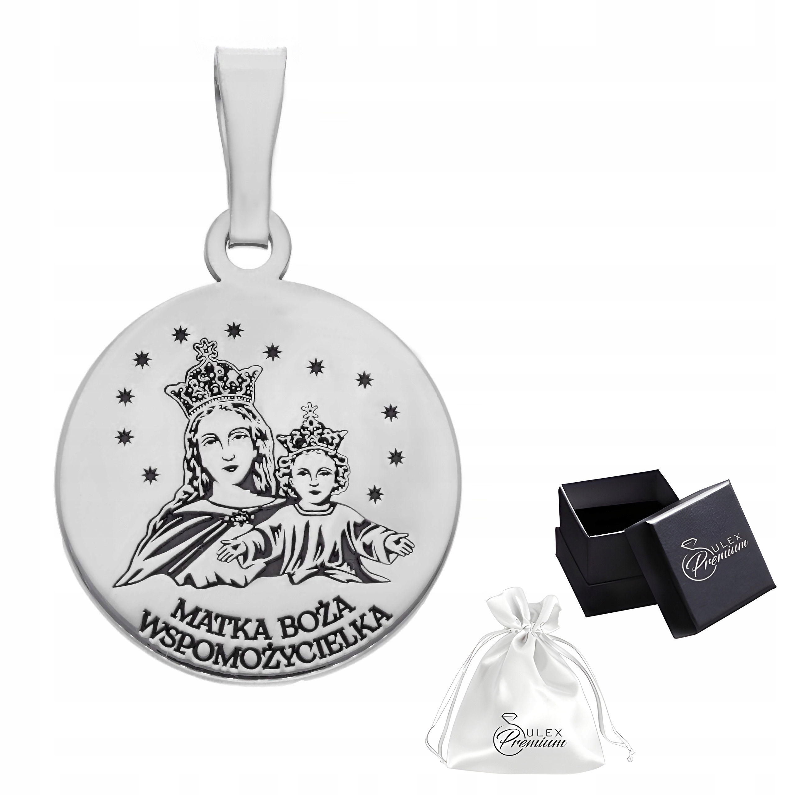 Stříbrný medailonek ryzost 925 Přívěsek Panna Maria Pomocnice Modlitba