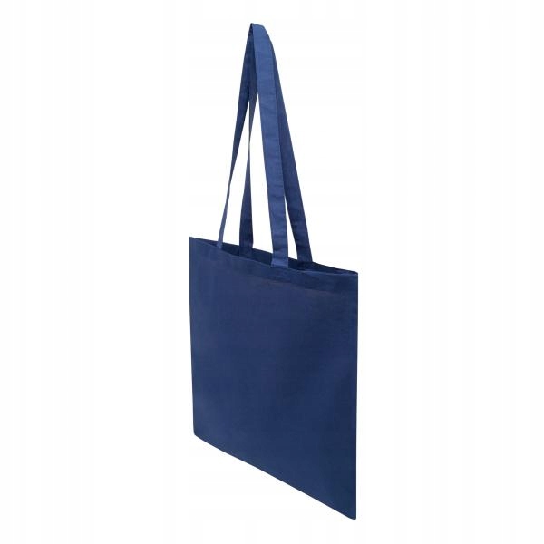 Torba na zakupy bawełna długie uchwyty niebieska