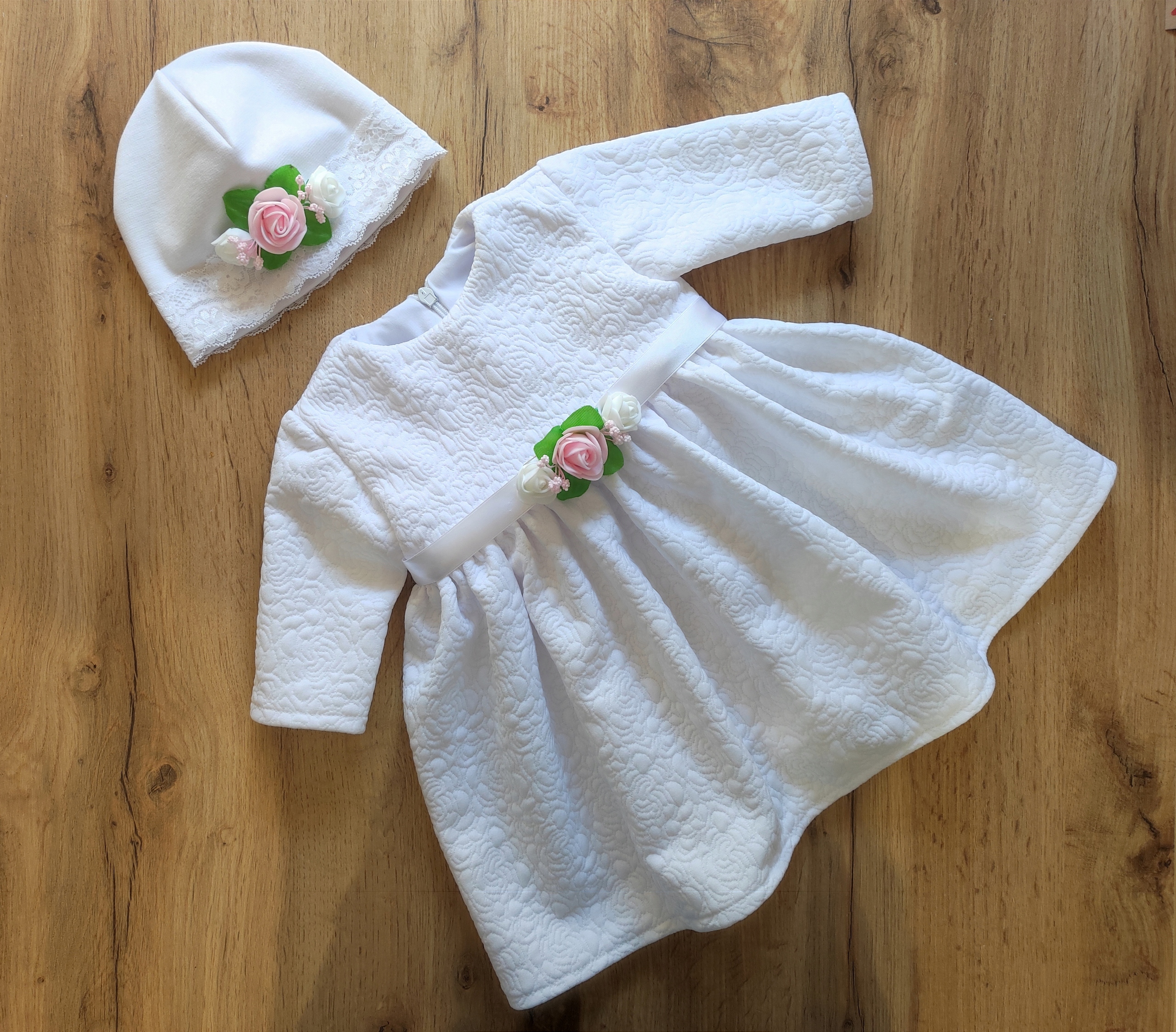 KELLO - Śliczny biały komplet 86 cm chrzest Rozmiar 86