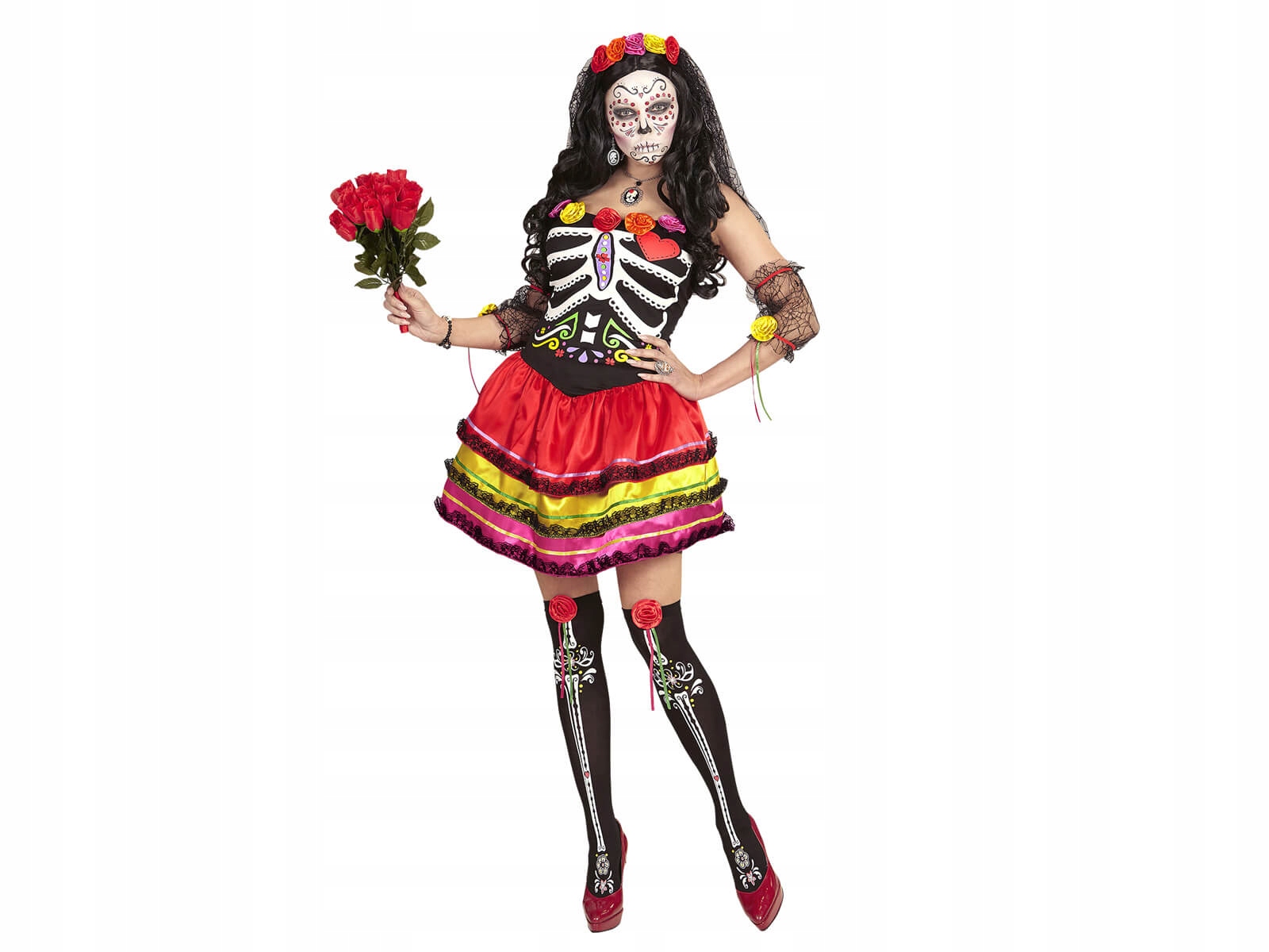 Halloweenský kostým mexické Lebka Vel M