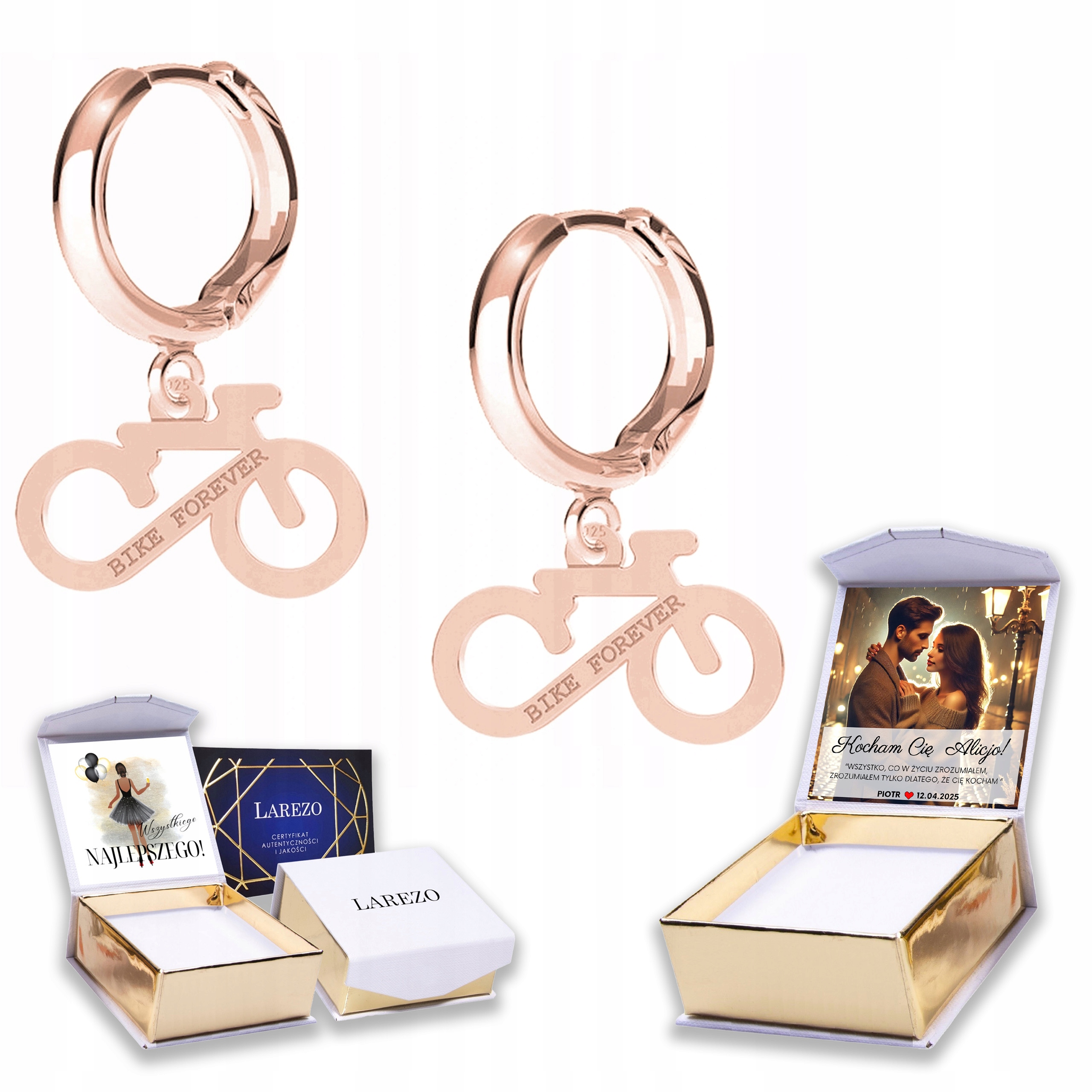 Náušnice Pozlacené 925 Plechy s jízdními koly Bike Kolo Potisk