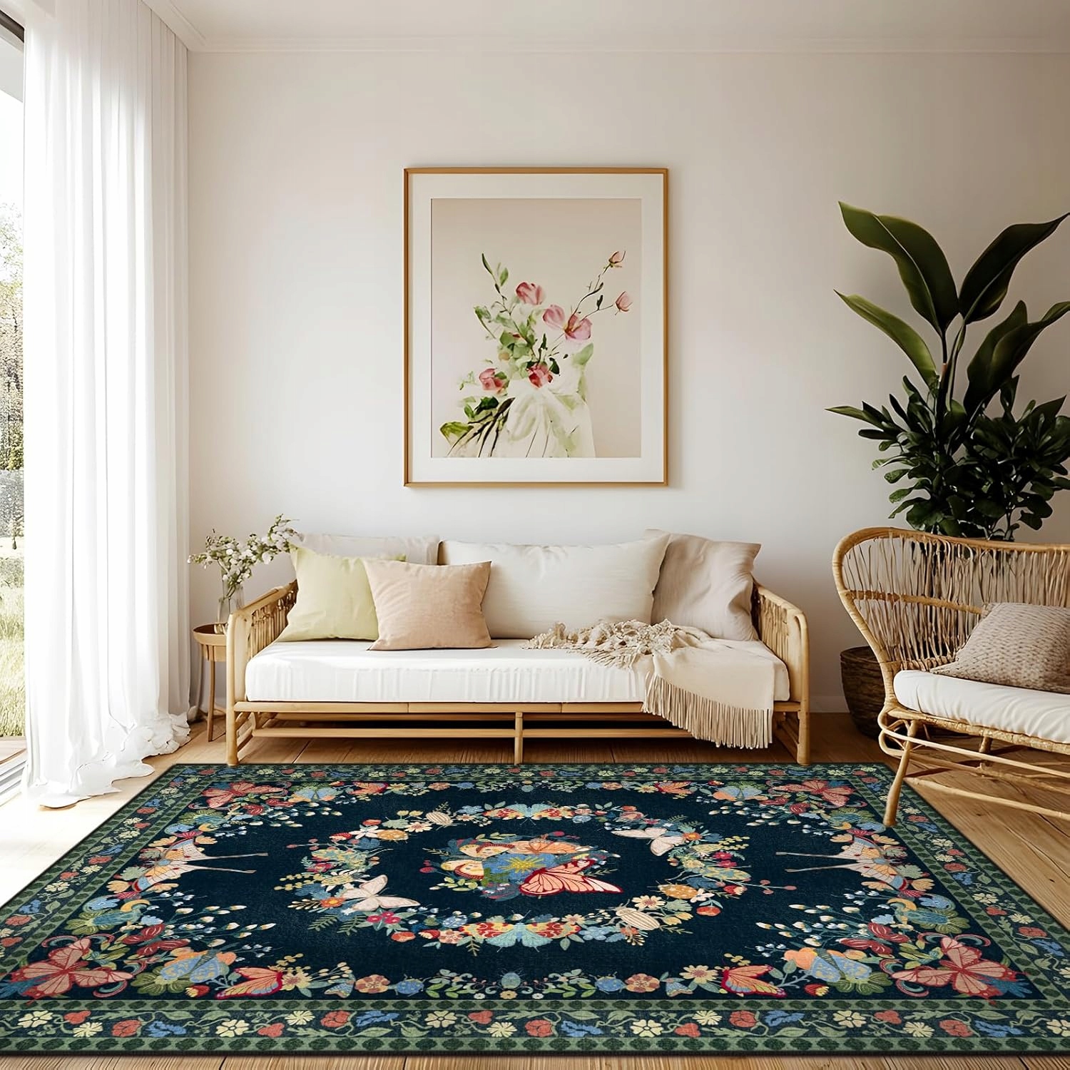 Dywan Do Salonu W Kwiaty Vintage Stylowy 140X200