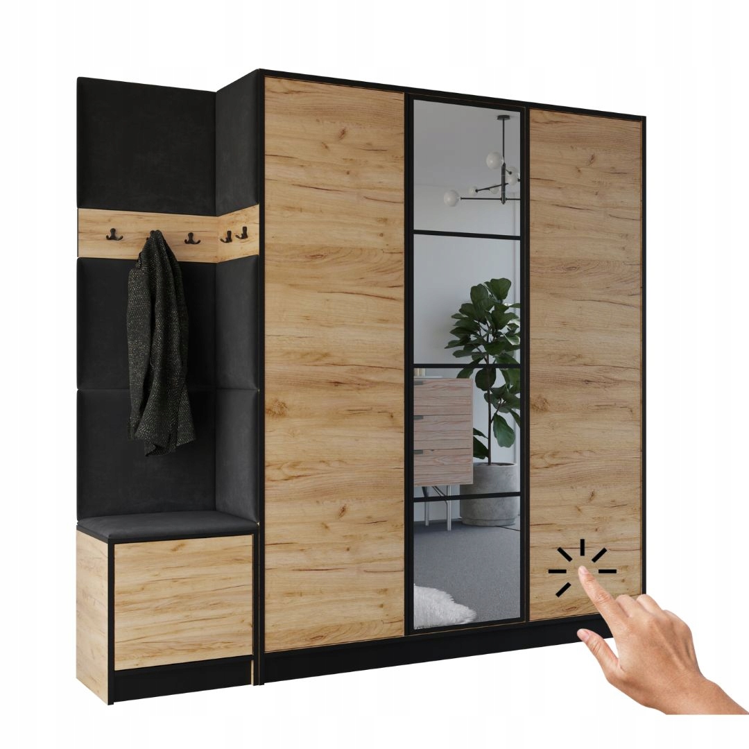 Šatní skříň Costa 14 dub craft zlatý černá tkanina Vzor 1