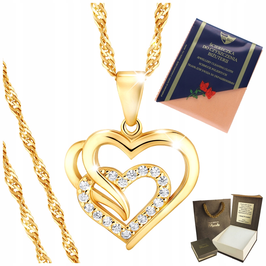 

Złoty Łańcuszek z Serduszkiem Srebro 925